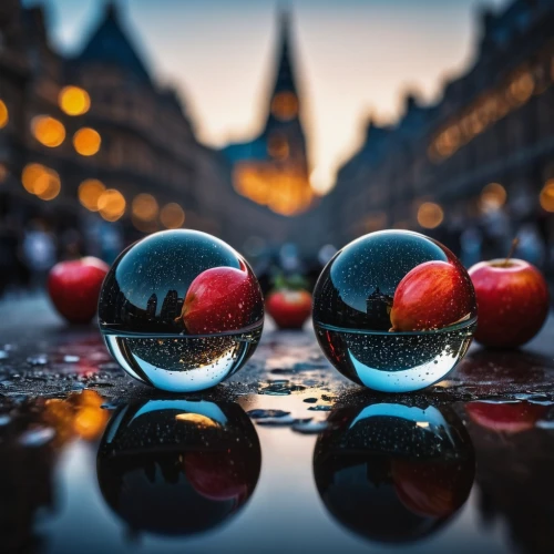 bowl of fruit in rain,lensball,red apples,spheres,bubble cherries,bokeh,apple pair,autumn fruits,paperweights,baubles,christmas baubles,waterdrops,rose apples,cherries in a bowl,cufflinks,reflexed,bokeh effect,bonbons,colored stones,apples,Photography,General,Fantasy