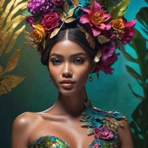 oshun,exotic flower,beautiful african american women,queening,beautiful bonnet,liberian,west indian jasmine,grenadian,africaine,adornment,africana,tretchikoff,girl in a wreath,headdress,adorned,tropical bloom,angolan,baoshun,afrotropical,african daisies,Photography,Artistic Photography,Artistic Photography 08