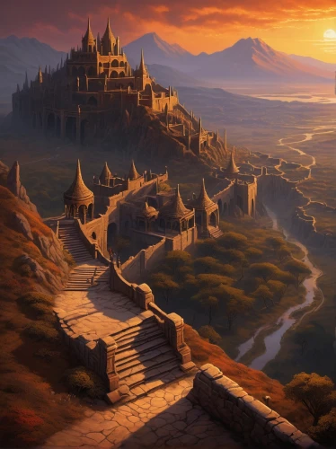 gondolin,fantasy landscape,seregil,erebor,tirith,nargothrond,beleriand,citadels,castle of the corvin,townsmen,fantasy picture,dragonlance,neverwinter,riftwar,theed,ancient city,forteresse,waterdeep,knight's castle,fantasy art,Conceptual Art,Daily,Daily 23