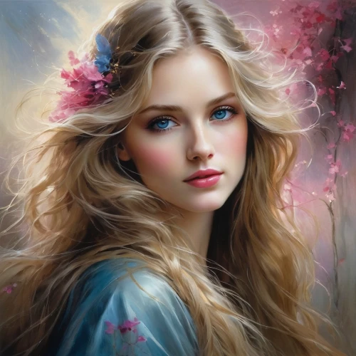 romantic portrait,mystical portrait of a girl,behenna,fantasy portrait,beautiful girl with flowers,girl portrait,galadriel,young girl,blond girl,young woman,portrait of a girl,fantasy art,flower painting,blue moon rose,girl in flowers,art painting,ellinor,romantic look,faery,faerie,Illustration,Realistic Fantasy,Realistic Fantasy 16