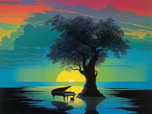 rainbow jazz silhouettes,concerto for piano,silhouette art,jazz silhouettes,grand piano,art silhouette,pianoforte,piano player,pianola,piano,painted tree,watercolor tree,colorful tree of life,pianist,the piano,pianissimo,tree silhouette,world digital painting,harmony,serenade,Illustration,Vector,Vector 09