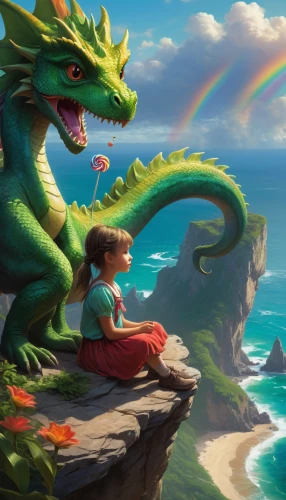 fantasy picture,dragon of earth,dragones,painted dragon,hoenn,dragados,3d fantasy,world digital painting,fantasy art,dragonja,unicorn and rainbow,dragons,dreamworks,dragonheart,rainbow background,children's background,dragon,rainbow clouds,lilo,neverland,Conceptual Art,Fantasy,Fantasy 11