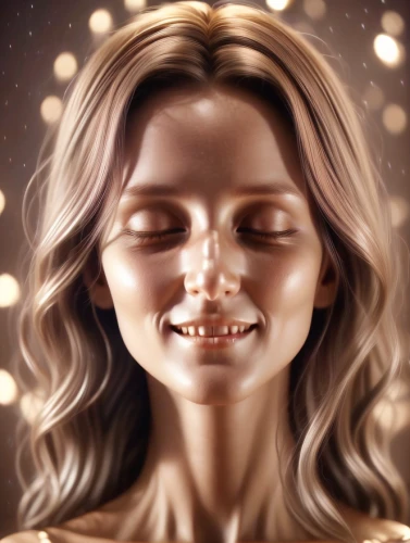 derivable,doll's facial features,dazzler,humanoid,golden mask,galadriel,airbrushing,dollmaker,world digital painting,idealised,woman's face,digital painting,ashtar,sculpt,tears bronze,a girl's smile,lifecasting,guerlain,margaery,frigga