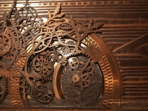 carved wood,metal embossing,patterned wood decoration,wood carving,steampunk gears,woodburning,iron door,tock,carved wall,scrollwork,carvings,motifs,embossing,the laser cuts,embossed,ship's wheel,panel,garden door,motifs of blue stars,paradorn,Illustration,Realistic Fantasy,Realistic Fantasy 13