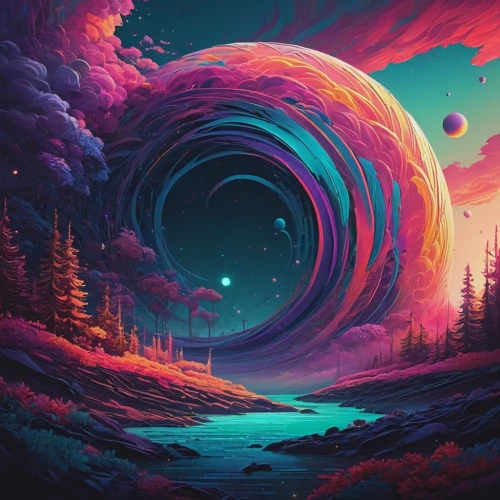 colorful spiral,vortex,space art,beautiful wallpaper,conchoidal,alien planet,planet,vast,tidal wave,rainbow waves,galaxy,alien world,wavevector,gas planet,dimensional,circumlunar,planet eart,nebula,planet alien sky,spiral nebula,Conceptual Art,Fantasy,Fantasy 32