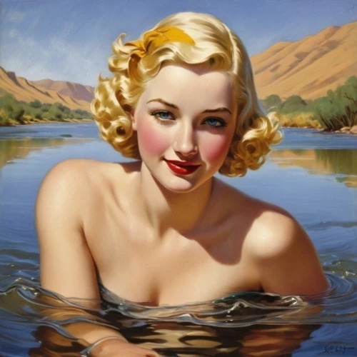 the blonde in the river,retro pin up girl,pin-up girl,pin up girl,currin,girl on the river,retro pin up girls,whitmore,pin ups,pin-up model,marylyn monroe - female,pin-up girls,radebaugh,marylin monroe,pin up girls,tretchikoff,marilyn monroe,merilyn monroe,bather,watercolor pin up