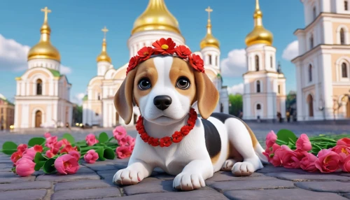 dognin,canine rose,cute puppy,beagles,russland,flower background,beagle,smolny,pawlicki,flower animal,basil's cathedral,rusia,jack russell,russky,ukraine,jack russell terrier,oleg,russie,czarist,spasskaya,Unique,3D,3D Character