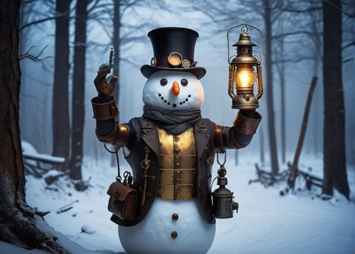 christmas snowman,snowman,snowmen,snow man,nutcracker,dickensian,frostbitten,schneeman,olaf,schneemann,bonhomme,carolers,scrooge,snowman marshmallow,steampunk,lamplighters,coldfoot,lamplighter,christmas lantern,caroling,Illustration,Black and White,Black and White 16