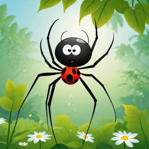 eega,walking spider,nigricollis,spider,diadem spider,redback,black ant,anansi,bombyx,blackfly,lycaonia,arachnologist,jumping spider,arbovirus,widow flower,arachnid,flower background,arachnida,insectivore,pollinator,Illustration,Children,Children 02