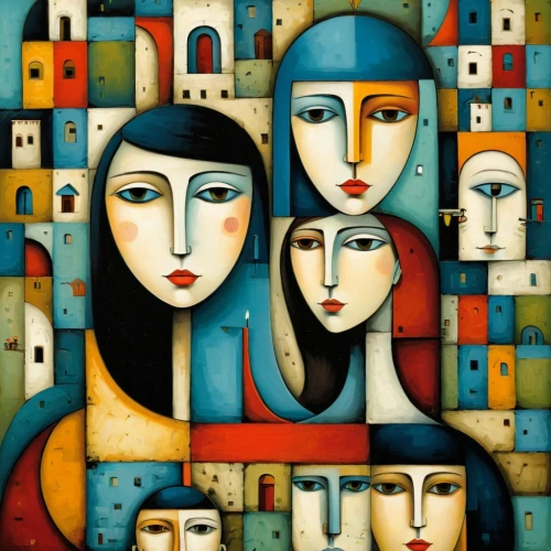 leger,companias,hosseinpour,cubists,mostovoy,women at cafe,quartette,brugiere,lahav,parisiennes,rahimov,the mother and children,picassos,group of people,muharem,visages,cubisme,marciulionis,peretz,gholamhossein,Art,Artistic Painting,Artistic Painting 29