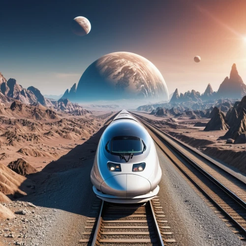 spaceliner,moon car,high-speed train,high speed train,high-speed rail,sky train,randstadrail,bullet train,driverless,galaxy express,long-distance transport,maglev,car train,long-distance train,moon vehicle,eurotrain,electric train,spacebus,eurostar,trainmaster,Photography,General,Realistic