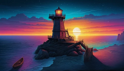 lighthouse,lighthouses,beautiful wallpaper,red lighthouse,fantasy picture,world digital painting,hd wallpaper,seadrift,light house,fantasy landscape,full hd wallpaper,digital art,sea night,wallpapers,electric lighthouse,cartoon video game background,samsung wallpaper,art background,coast sunset,horizon,Illustration,Realistic Fantasy,Realistic Fantasy 25