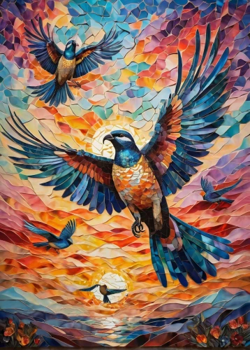 colorful birds,bird painting,birds flying,flying birds,birds in flight,bird flight,oil painting on canvas,caracaras,oiseaux,flamencos,aguiluz,bird flying,the birds,pigeon flight,doves of peace,vuelo,bird migration,birds,oil painting,bird in the sky,Illustration,Paper based,Paper Based 04