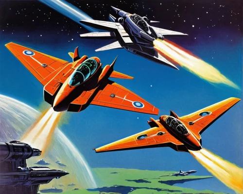 spaceplanes,thunderjets,stratofortresses,atomic age,skyraiders,thunderjet,bombardiers,scramjets,rocketeers,space ships,starfighters,squadrons,starfighter,thunderbirds,lockheed,starbird,defence,ramjets,twinjets,rocketplane,Conceptual Art,Sci-Fi,Sci-Fi 20