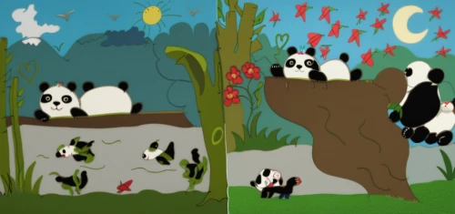 pandas,beibei,giant panda,pando,cartoon forest,little panda,panda,background vector,baby panda,bamboo plants,panda bear,cartoon video game background,pandy,lun,pandita,hanging panda,pandals,background design,woodland animals,children's background,Photography,General,Realistic