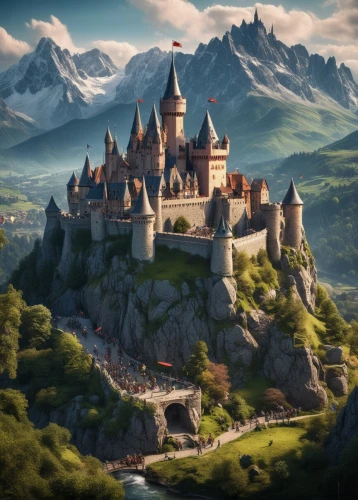 medieval castle,fairy tale castle,fairytale castle,knight's castle,forteresse,templar castle,dracula castle,castel,castleguard,fairy tale castle sigmaringen,beleriand,castle,fantasy picture,castle of the corvin,castlelike,bach knights castle,nargothrond,medieval,transylvania,castle keep,Photography,General,Cinematic