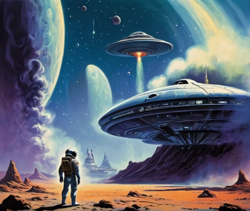 homeworlds,sci fiction illustration,mcquarrie,farpoint,uncredited,futuristic landscape,science fiction,honorverse,voyagers,barsoom,homeworld,starbase,extrasolar,ringworld,cardassia,deltha,bonestell,interplanetary,panspermia,lucasarts,Conceptual Art,Sci-Fi,Sci-Fi 20