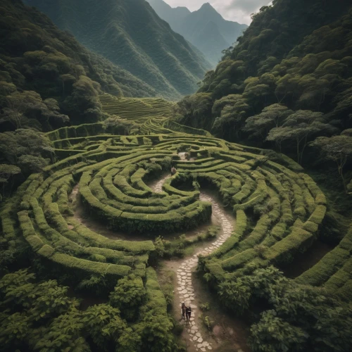 labyrinths,labyrinth,maze,tulou,labyrinthine,wudang,labyrinthian,japanese zen garden,mazes,zen garden,spirals,spiral pattern,art forms in nature,winding steps,yakushima,green landscape,meandering,moss landscape,winding road,aaa,Photography,General,Cinematic
