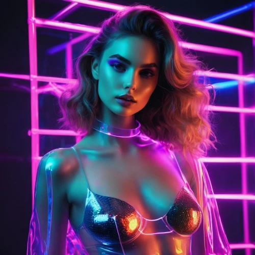 neon body painting,cyberstar,neon light,futuristic,neon lights,cyberangels,synthetic,retro woman,mesmero,hologram,neon,disco,dazzler,electra,cyberpunk,neon makeup,synth,cyber,cyberian,electropop,Photography,Fashion Photography,Fashion Photography 01