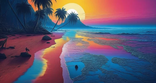 tropics,tropical beach,tropical sea,beach landscape,tropical island,colorful background,splendid colors,dream beach,coast sunset,intense colours,background colorful,brazilian beach,colorful light,beautiful beach,beach scenery,ocean paradise,beautiful beaches,colorful water,sunset beach,beautiful colors,Illustration,Realistic Fantasy,Realistic Fantasy 25