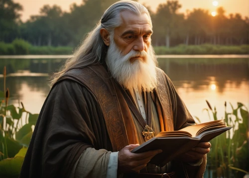 gandalf,thingol,the abbot of olib,quenya,laozi,shennong,benediction of god the father,confucius,archimandrite,iroh,confucianist,tolkein,biblical narrative characters,lord who rings,taoist,nargothrond,asceticism,emrys,sindarin,confucianism,Illustration,Realistic Fantasy,Realistic Fantasy 06