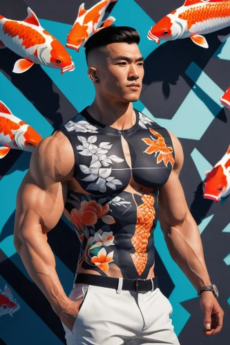 koi,koi fish,kazuya,koi carps,sakazaki,kamehameha,hypermasculine,ryu,kimbro,oysterman,aquaman,okami,dammerman,kammerman,jigoro,merman,gachi,imaginasian,arowanas,ammerman,Unique,3D,Low Poly