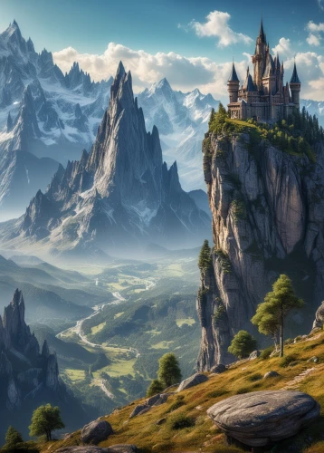 fantasy landscape,tirith,gondolin,mountain settlement,erebor,beleriand,mountainous landscape,mountain landscape,alfheim,mountain world,meteora,forteresse,rivendell,arenanet,toussaint,alpine landscape,mountain scene,nargothrond,neverwinter,citadels,Photography,General,Realistic