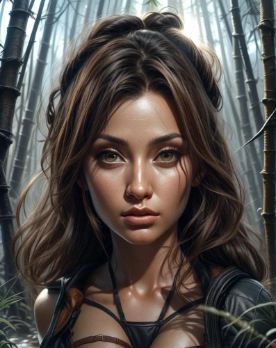 kerrii,margairaz,fantasy portrait,katniss,margaery,huntress,kerrigan,maia,arya,lara,dryad,world digital painting,behenna,amazonian,the enchantress,forest background,digital painting,enchantress,isabela,lydia