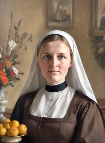 maidservant,clergywoman,postulant,mennonites,lacordaire,saint therese of lisieux,novitiate,mennonite,nunsense,postulants,chambermaid,foundress,carmelite order,portrait of christi,ursulines,sendler,prioress,suster,schoolmarm,begums,Digital Art,Impressionism