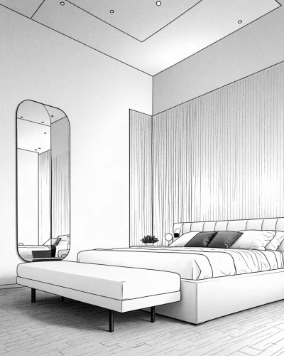 sketchup,modern room,sleeping room,daybeds,bedroom,3d rendering,daybed,modern minimalist lounge,bedchamber,bedrooms,interior design,interior modern design,empty room,guest room,white room,donghia,livingroom,interior decoration,contemporary decor,beds,Design Sketch,Design Sketch,Detailed Outline