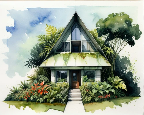 houses clipart,tropical house,house painting,bungalows,house drawing,cottage,house shape,summer cottage,little house,home landscape,florida home,watercolor sketch,small house,bungalow,dreamhouse,house in the forest,watercolor background,cottages,guesthouses,inverted cottage,Conceptual Art,Fantasy,Fantasy 10