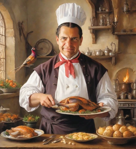 enrico caruso,emeril,dwarf cookin,restaurateur,cookery,czech cuisine,foodmaker,turkish cuisine,cholent,men chef,chef,deluise,waiter,mastercook,cucina,escoffier,ratatouille,hungarian food,workingcook,carvalhal,Digital Art,Impressionism