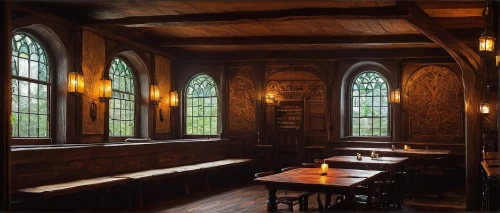 reading room,rathskeller,refectory,inglenook,study room,rathauskeller,dandelion hall,dining room,old library,schoolroom,the interior of the,pub,lecture room,courtroom,schoolrooms,panelled,vestry,hammerbeam,the interior,the pub,Illustration,Realistic Fantasy,Realistic Fantasy 15