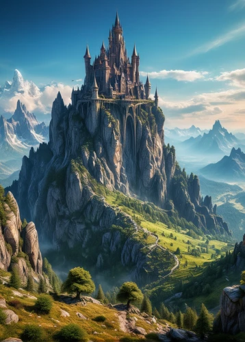 fantasy landscape,beleriand,tirith,erebor,gondolin,nargothrond,forteresse,knight's castle,fablehaven,fairy tale castle,fantasy picture,mountain settlement,riftwar,alfheim,citadels,summit castle,elves country,skylands,fantasy world,fairytale castle,Photography,General,Realistic