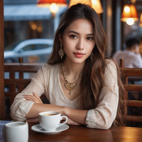 woman at cafe,woman drinking coffee,vietnamese woman,women at cafe,coffee background,vietnamese,barista,asian woman,hapa,woman sitting,girl sitting,coffee shop,eurasians,asian girl,yenny,beautiful young woman,drinking coffee,jewelry,phuquy,young woman,Photography,General,Natural