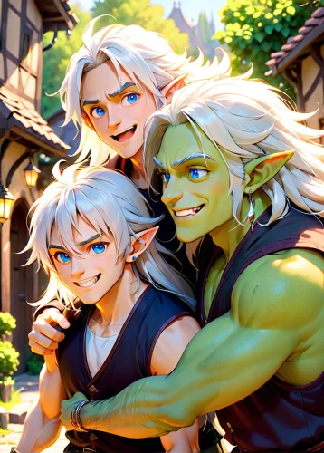 orcs,halflings,ogres,dragon slayers,warrior and orc,grandsons,nordics,water-leaf family,healers,blonds,adventurers,goblins,brigands,dwarves,blackrock,rhodians,hulks,generations,dwarfs,alchemists,Anime,Anime,Cartoon