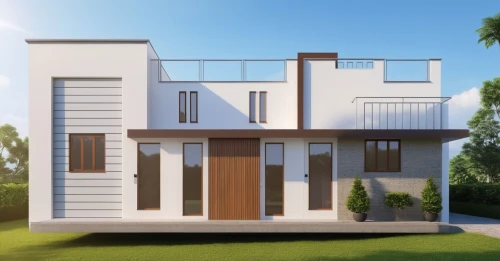modern house,3d rendering,two story house,residential house,house drawing,sketchup,frame house,modern architecture,homebuilding,duplexes,house shape,passivhaus,revit,exterior decoration,contemporary,amrapali,vastu,inmobiliaria,modern building,garden elevation,Photography,General,Realistic