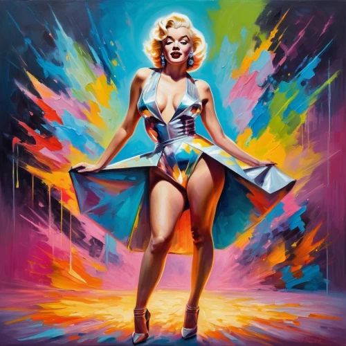 dazzler,barbarella,neon body painting,marylyn monroe - female,connie stevens - female,marilyn monroe,cosmogirl,modern pop art,cool pop art,pop art woman,marylin,fantasy woman,marylin monroe,pin-up girl,harmonix,struzan,pop art girl,superwoman,pop art style,prismatic,Conceptual Art,Oil color,Oil Color 22