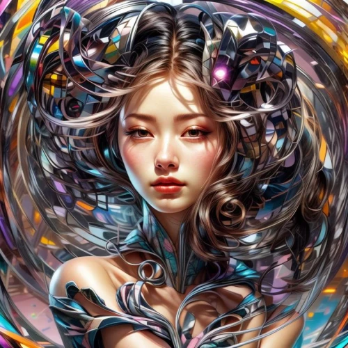 tsuneo,amano,fantasy art,fantasy portrait,sirena,mystical portrait of a girl,hoshihananomia,fairie,water lotus,water nymph,japanese art,siren,aura,aquarius,fluidity,asian vision,swirling,spiral art,mermaid vectors,naiad