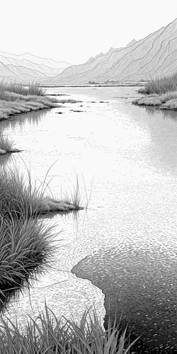 reedbeds,reedbed,marshes,marshland,salt marsh,wetland,marshlands,wetlands,swampy landscape,saltmarsh,saltmarshes,llyn,sloughs,marsh,lochan,cuckmere,waterbodies,loch,a small lake,cordgrass,Design Sketch,Design Sketch,Detailed Outline