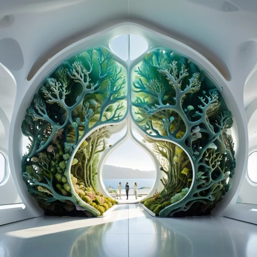 archways,forest chapel,fractal environment,celtic tree,3d fantasy,background design,tunnel of plants,enchanted forest,semi circle arch,ecotopia,arbor,tree house,archway,superadobe,tree of life,treehouses,holy forest,mirkwood,garden door,ornate room,Photography,General,Natural