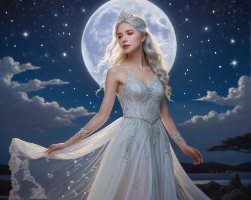 white rose snow queen,the snow queen,galadriel,celeborn,ellinor,sigyn,daenerys,ice queen,amalthea,queen of the night,elenore,blue moon rose,arianrhod,elsa,fantasy picture,lorien,suit of the snow maiden,ice princess,fairy queen,thingol,Conceptual Art,Oil color,Oil Color 13