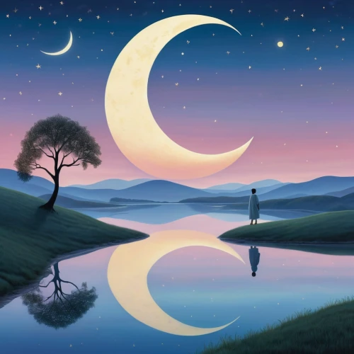 crescent moon,moon and star background,moon and star,dreamtime,moonlit night,hanging moon,dreamscapes,moonlighted,fantasy picture,moonbeams,moonlighters,somnus,moonlight,moon phase,moonlit,dream art,moonshadow,moon night,dreamscape,stars and moon,Art,Artistic Painting,Artistic Painting 47
