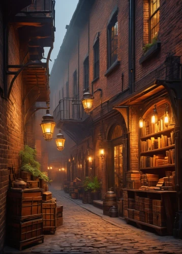medieval street,old linden alley,alleyway,alleyways,ruelle,alley,cobblestone,bookstalls,the cobbled streets,neverwhere,townscapes,sidestreet,narrow street,diagon,cobblestones,brownstones,nook,alleys,storybook,theed,Illustration,Abstract Fantasy,Abstract Fantasy 22
