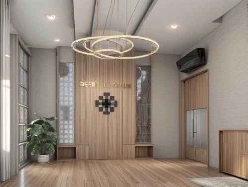 ceiling lamp,ceiling light,patterned wood decoration,modern decor,ceiling lighting,ceiling construction,contemporary decor,3d rendering,wall lamp,wall light,ceiling fan,interior decoration,hallway space,interior modern design,modern room,hanging lamp,interior decor,entryway,hanging clock,interior design