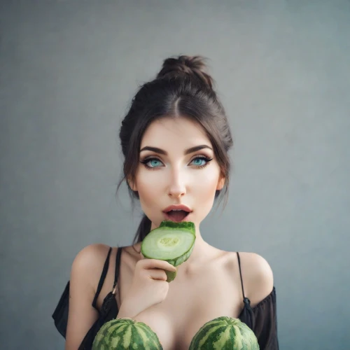 woman eating apple,melons,orthorexia,watermelons,melones,avoiders,cucumbers,foodgoddess,zucchini,anorexia,green apples,gourmelon,cukes,zucchino,veggie,real celery,vegetables,eat your vegetables,vegetal,watermelon,Photography,Realistic