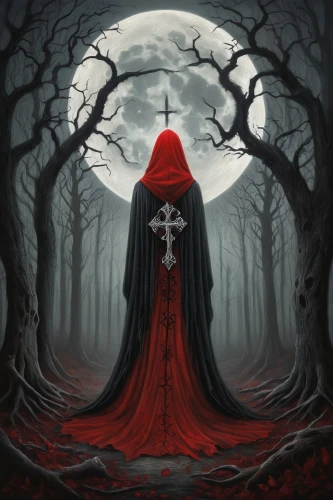 red riding hood,little red riding hood,wiccan,faustian,martyrium,diabolus,inquisition,moonsorrow,gothic woman,luciferian,pernicious,grimm reaper,enthroned,red cape,prioress,malefic,satana,crone,covens,alucard,Illustration,Abstract Fantasy,Abstract Fantasy 06