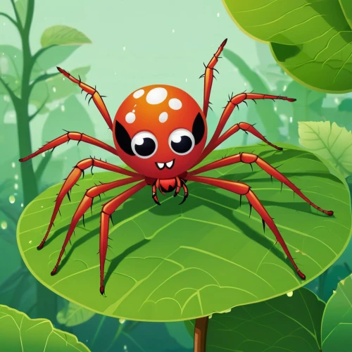 anansi,spiderbait,edged hunting spider,aranha,arachnida,araneus,diadem spider,baboon spider,cephalothorax,krab,pumpkin spider,walking spider,arachnid,arachnologist,spider,locoroco,ladybug,red cliff crab,arachnology,tarantula,Illustration,Children,Children 02