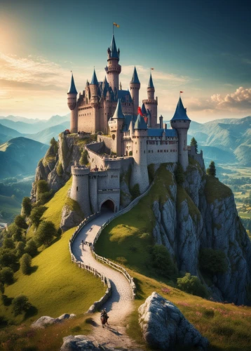 fairytale castle,fairy tale castle,fairy tale castle sigmaringen,fantasy picture,medieval castle,gold castle,castles,knight's castle,fairytale,fantasy landscape,castlelike,castle,templar castle,fairy tale,allemagne,germania,hohenzollern castle,castel,summit castle,fantasy world,Photography,General,Cinematic