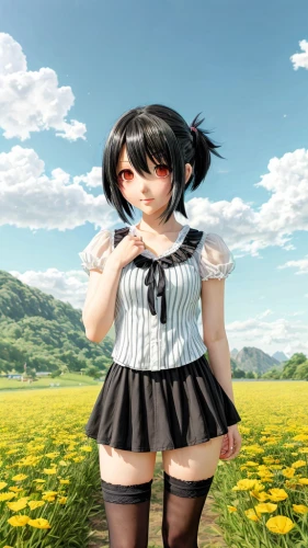 anime 3d,mmd,anime japanese clothing,springtime background,spring background,flower background,3d background,dressup,mabinogi,3d rendered,transparent background,zettai,shader,photosphere,blooming field,demobilising,kantai collection sailor,chizuko,virtua,himawari